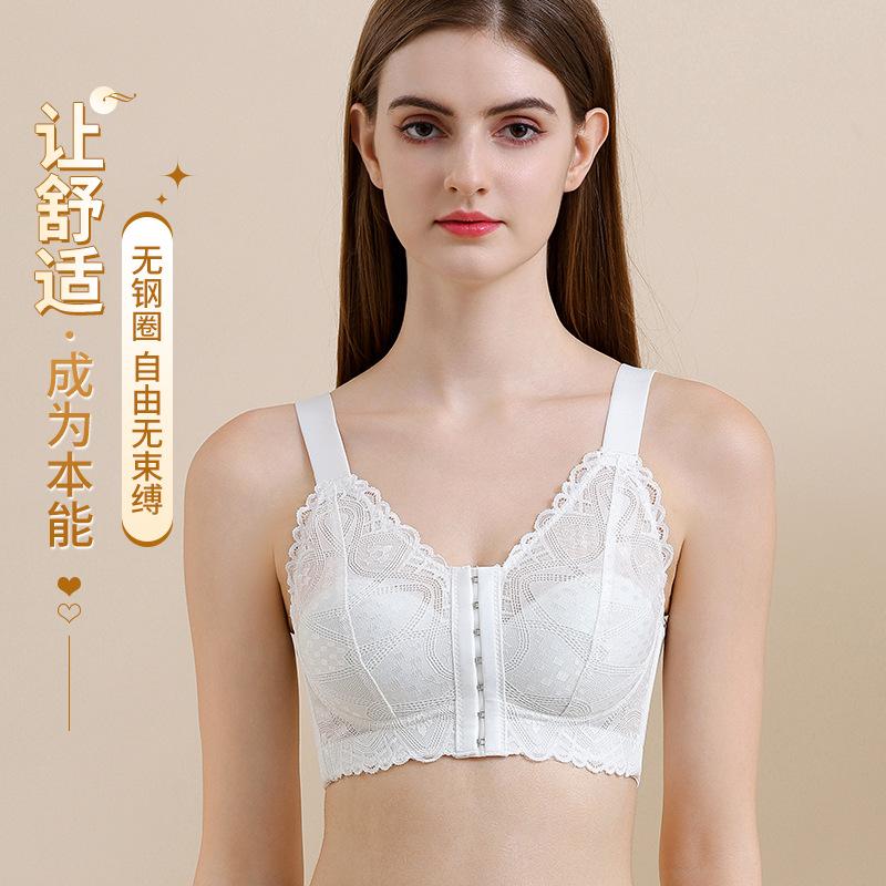 Breathable large size lace underwear women's no steel rim gathering tube top adjustment type breast collection anti-sagging sexy bra