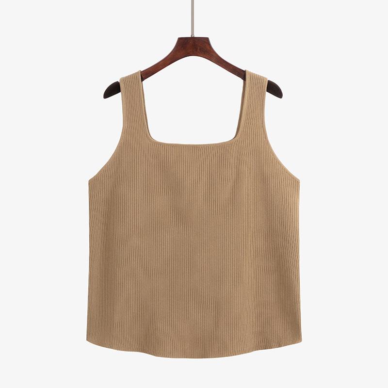 Plus Size Women's Square Neck Knit Sweater Women's Tops Spring and Summer Striped Bottoming Inner Camisole Tank Tops