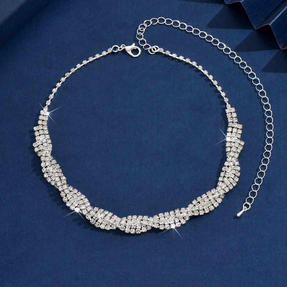 Elegant Rhinestone Necklace Luxury Necklace Earrings Set Wedding Accessories  Party Events