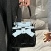 Модные наплечные сумки Текстура Синий Бант Продвинутая сумка-ведро Сумка на цепочке Однотонные Корейский стиль Нишевый дизайн Повседневные женские сумки кроссбоди