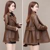 Autumn Winter Women Jacket Thickened Fleece Faux Leather Patchwork Dual-sided Reversible Mid Length Plus Size Pockets