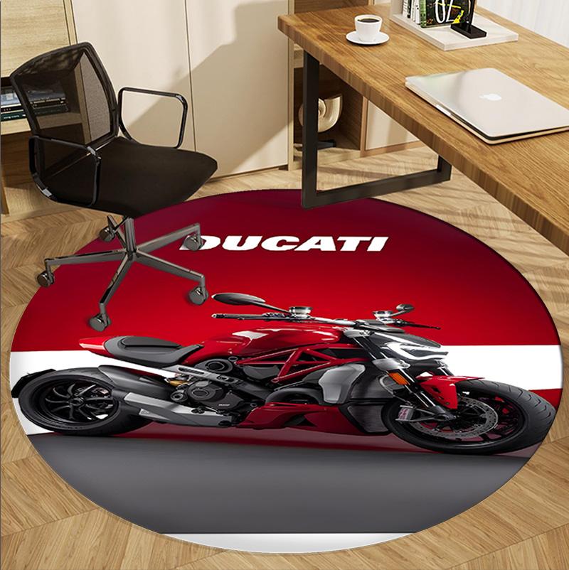 Круглый коврик с узором мотоцикла Ducati, коврик для помещений/улицы, для пикника, игровой комнаты, спальни, офиса, гостиной, ковер для декора дома, подарок на день рождения