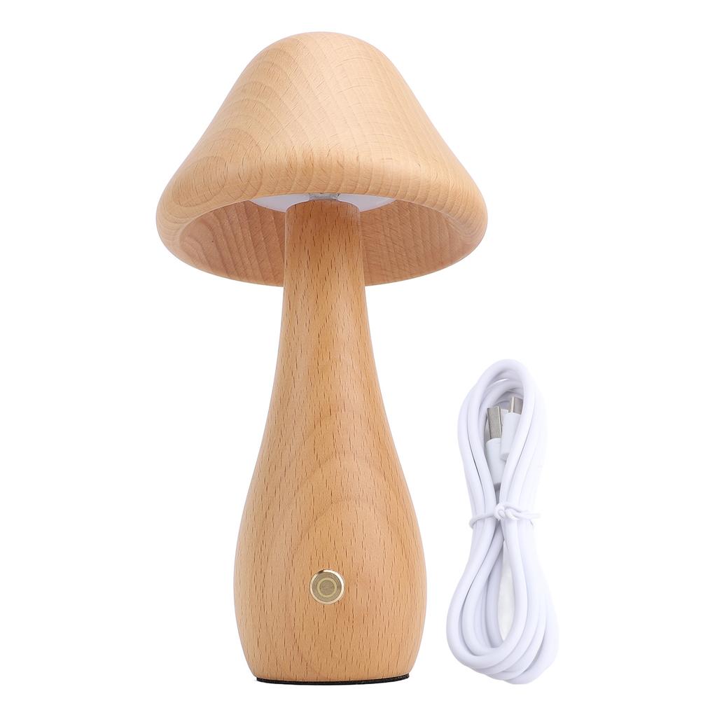 Wooden Mushroom Lamp 3000K 4000K 6000K Stepless Dimmable Touch Control 150 Degree Rotatable