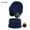 Children's Hat Winter Fleece Scarf Set Knitted Wool Hat Boys Warm Ear Protector Pullover Hat
