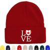 LOVE" Canada Flag Print Knitted Hat Beanie, Patriotic Man Cap Elastic Lightweight Solid Color Pompom Beanies Knit Cap Beanie
