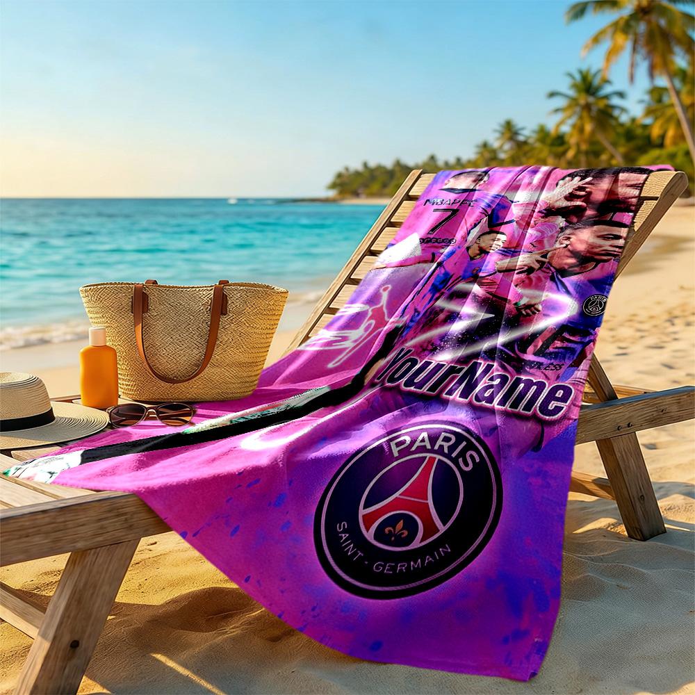 Mbappe Customize Your Name Beach Towel Super Soft Microfiber Quickdry Fabric