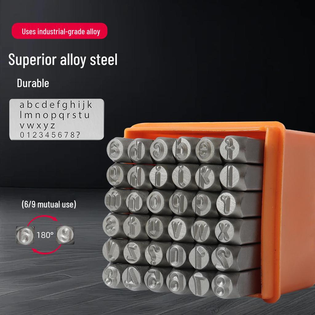 Набор из 36 штампов из стали строчными буквами для самостоятельного изготовления изделий из кожи и тиснения колец