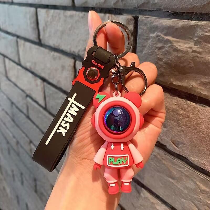Cartoon Lightning Keychain Cute Astronaut Doll Pendant Couple Car Keyring Bag Keyholder Creative Bag Charm Accessories