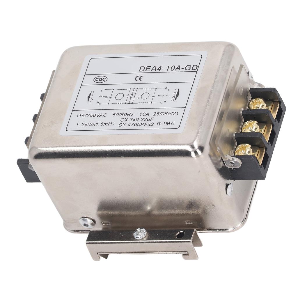 EMI-фильтр 10A Подавление помех Фильтрация шумов Установка на 35мм рейку Однофазный фильтр питания