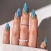 24 шт. Рождественские накладные ногти, средний миндаль, искусственные ногти с 3D-дизайном синего цвета, аксессуары для ногтей для женщин