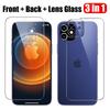 Защитная пленка из закаленного стекла 3 в 1 для iPhone 16 15 14 13 12 11 Pro Max Mini спереди + сзади + на объектив