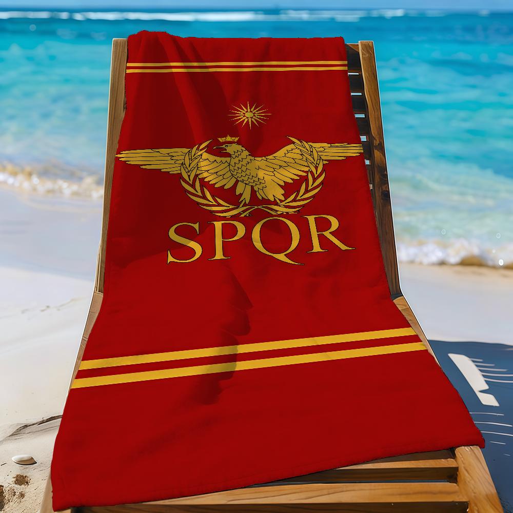 SPQR Золотой орел ветвь оливы стрела Быстросохнущие пляжные полотенца подходят для бассейнов, кемпинга, йоги и спортзала