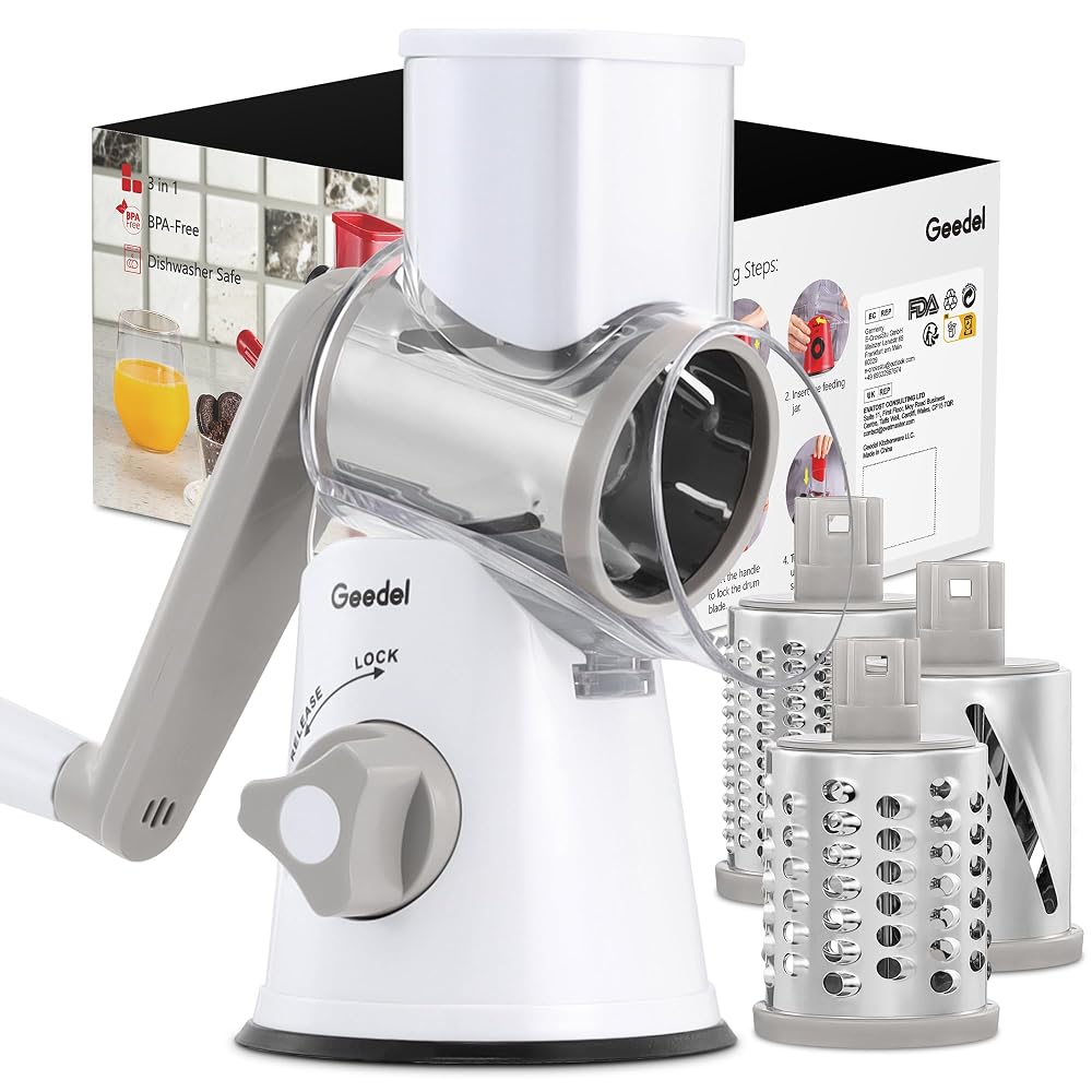 Geedel Slicer Set: Multifunctional Vegetable Slicer with 3 Interchangeable Blades, Radish Grater,