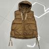 Women White Duck Down Vest Hood Casual Sleeveless Jacket Simple Fashionable Autumn Winter