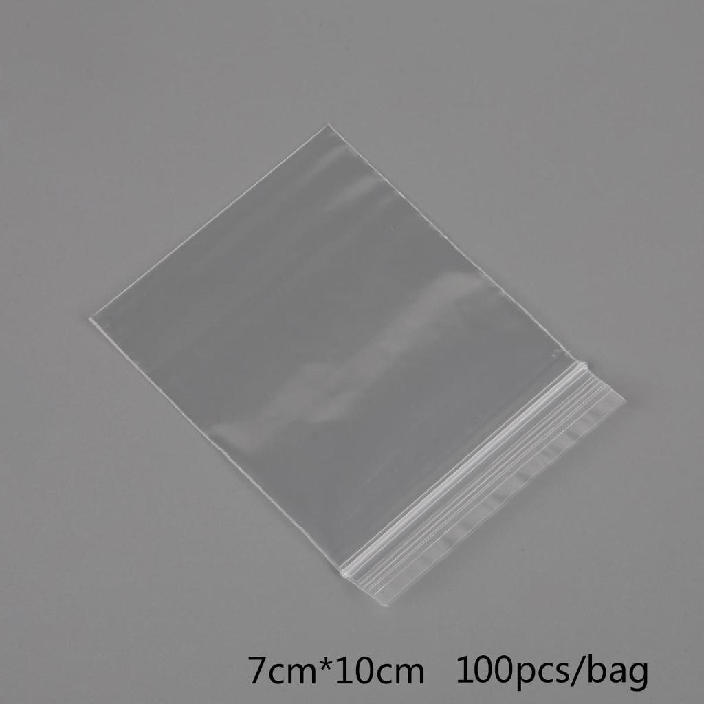 100Pcs Jewelry Ziplock Zip Zipped Lock Reclosable Plastic Poly Clear Bags