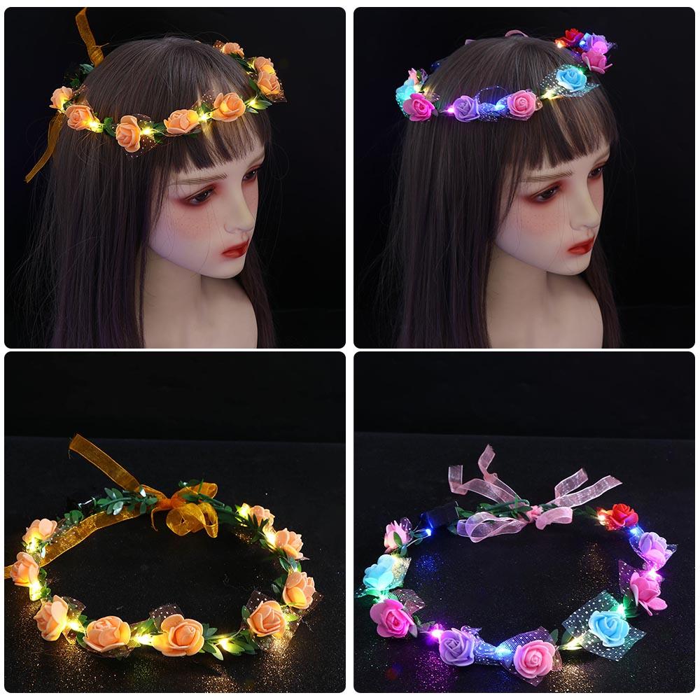 Свадебное головное украшение из пены, Корона, Цветочная повязка на голову, Женское головное украшение, Гирлянда со светодиодной подсветкой, Декорация венок