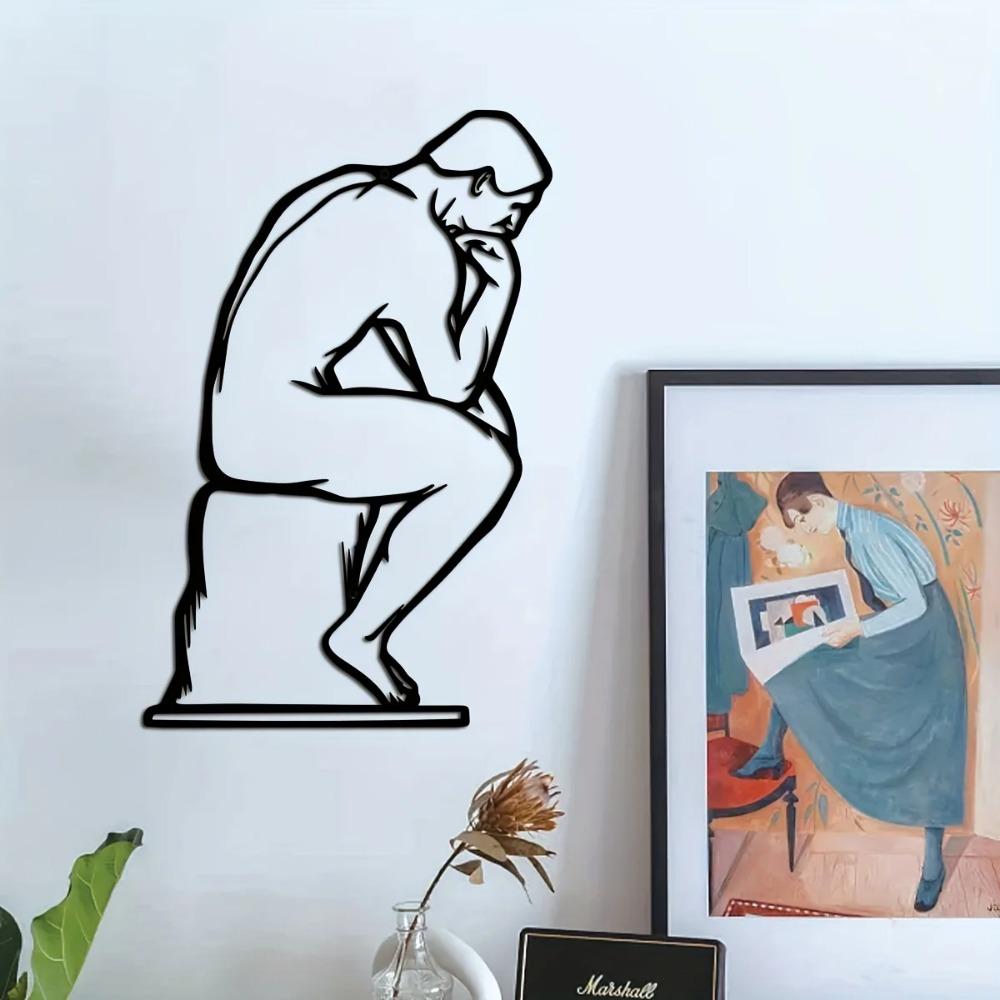 Thinker Metal Wall Art - Modern Minimalist Line Design | Stylish Wall Decoration for Bedroom, Living Room, and Office