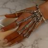 Adjustable Skull Bone Bracelet Retro Texture Halloween Hand Chain Gothic Finger Bangle  Cosplay