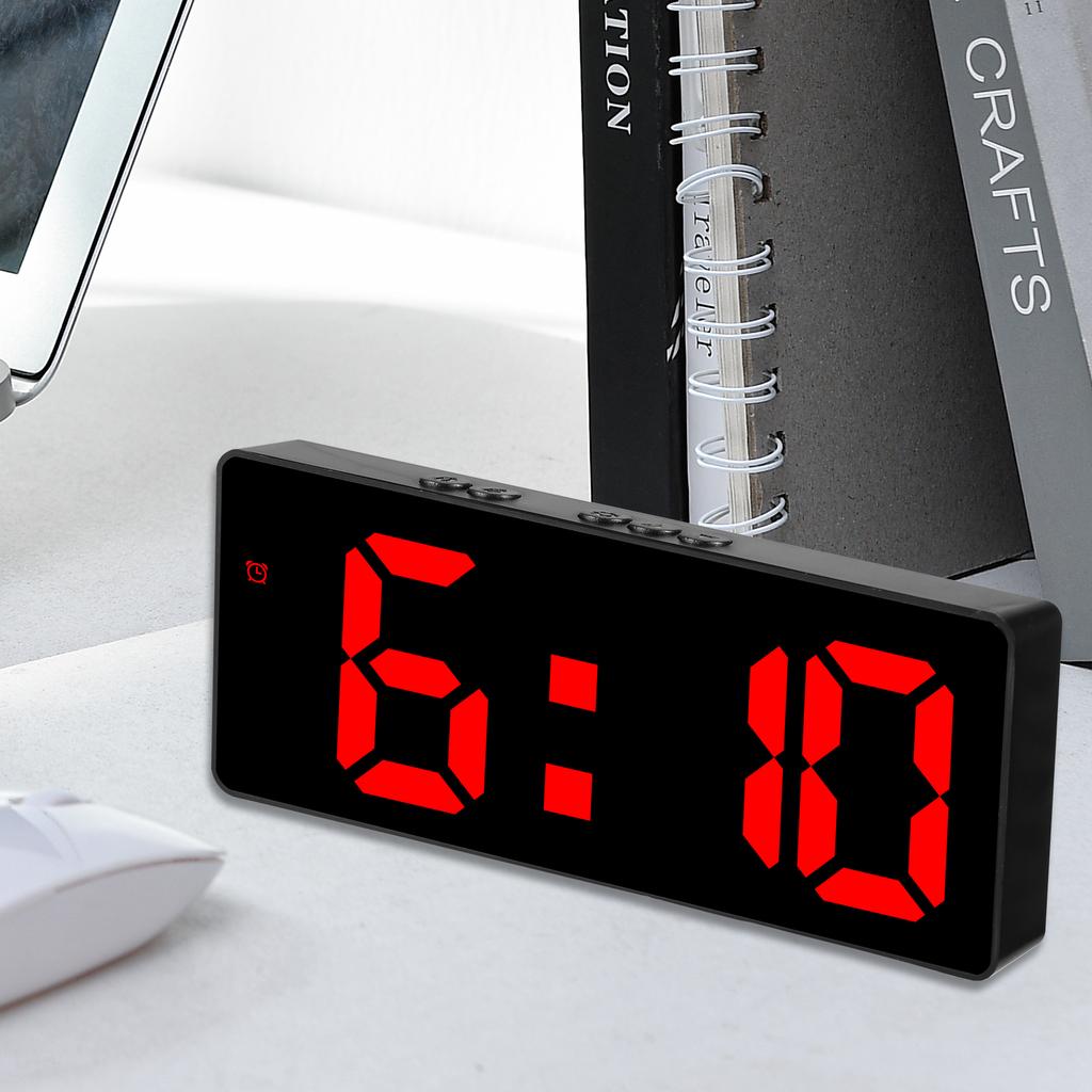 LED Digital Alarm Clock Table Clock Three-Level Adjustment Electronic Desktop Clock for Bedroom Display 12/24H LED Clock
