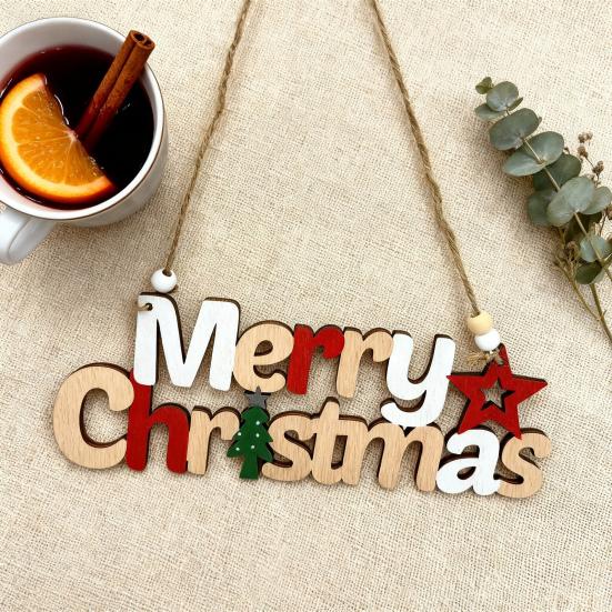 Рождественское украшение Деревянное подвесное Санта Снеговик Веселого Рождества Декор Дерево Красное Рождественское украшение для праздничного домашнего декора