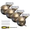 Set of 4 Ball Casters with Brakes, 200kg Load Capacity, 50mm Retro-Style Plate Casters, Heavy-Duty Furniture Casters for Sofas, Cabinets, Chairs, DIY