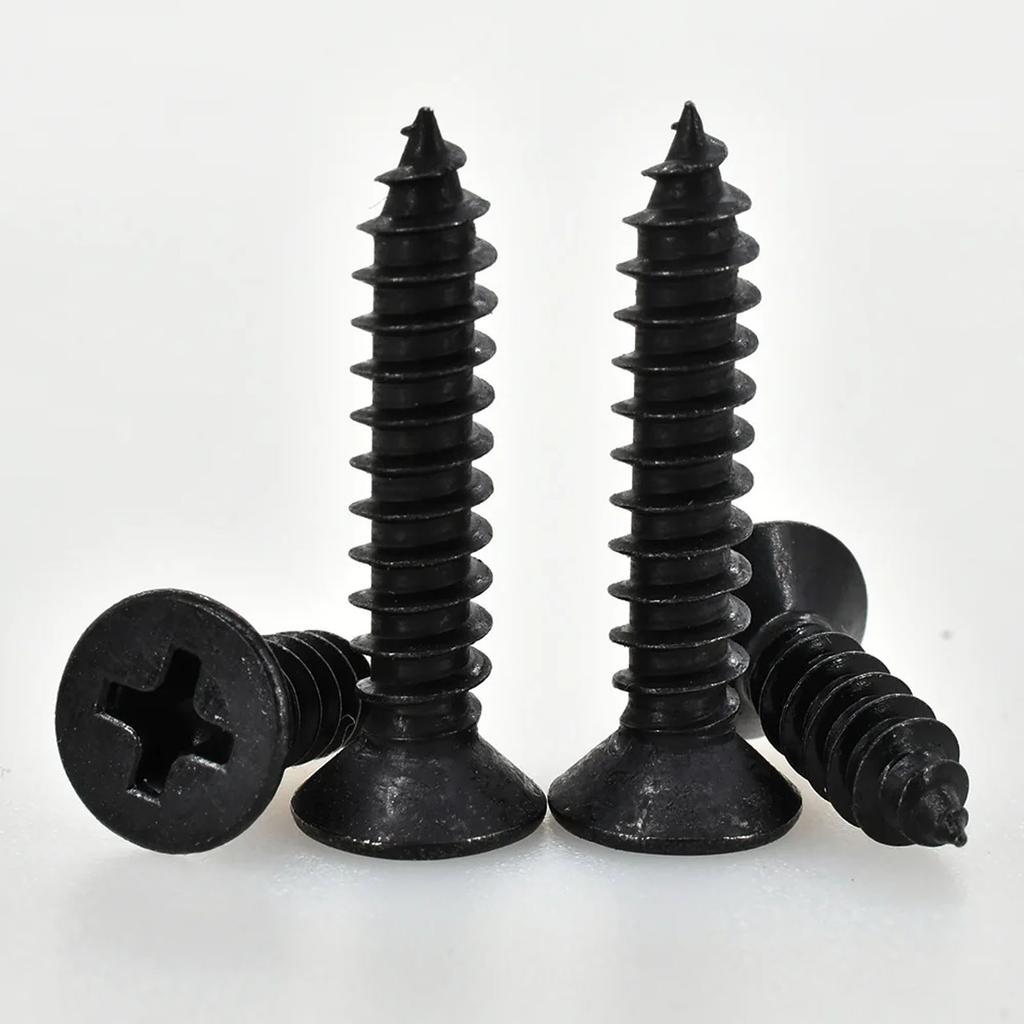 500Pcs Black Phillips Self Tapping Screw M3 Screws Cross Conuntersunk Flat Head Carbon Steel Electronic Drywall Screws Woodwork