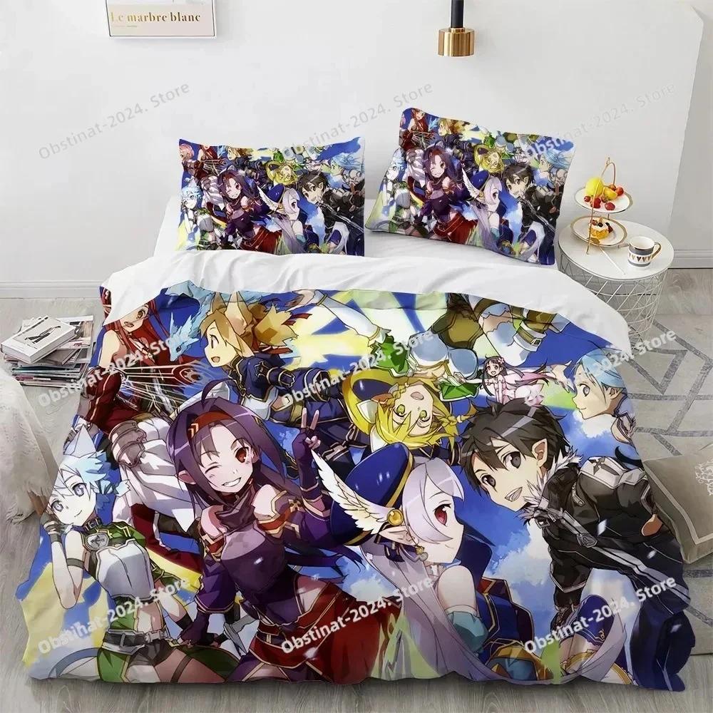 Постельное белье Sword Art Online Печатное одиночное одеяло Покрывало Пододеяльник Наволочка Наборы из 3 предметов Детский Взрослый Размер