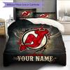 Custom Name New Jersey Devils2 Pattern Bedding Quilt Set  Home Decoration  Gift (1 * duvet cover + 2 * pillowcase  without core)