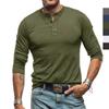 Мужская повседневная рубашка на пуговицах с длинным рукавом, хлопковые дышащие футболки со свободной талией на 3 пуговицах для мужчин, однотонные, легкие, мягкие, удобные, пуловеры, топ