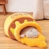 Кровать для кошек Honey Pot, зимний теплый спальный мешок для кошек, полуфиксированная кровать для кошек из мультфильмов, мягкая палатка для домашних животных, гнездо для котят и щенков