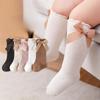 5 пар новых носков для девочек весна и осень до середины икры с бантом носки принцессы оптом в стиле инс класс А детские хлопковые носки