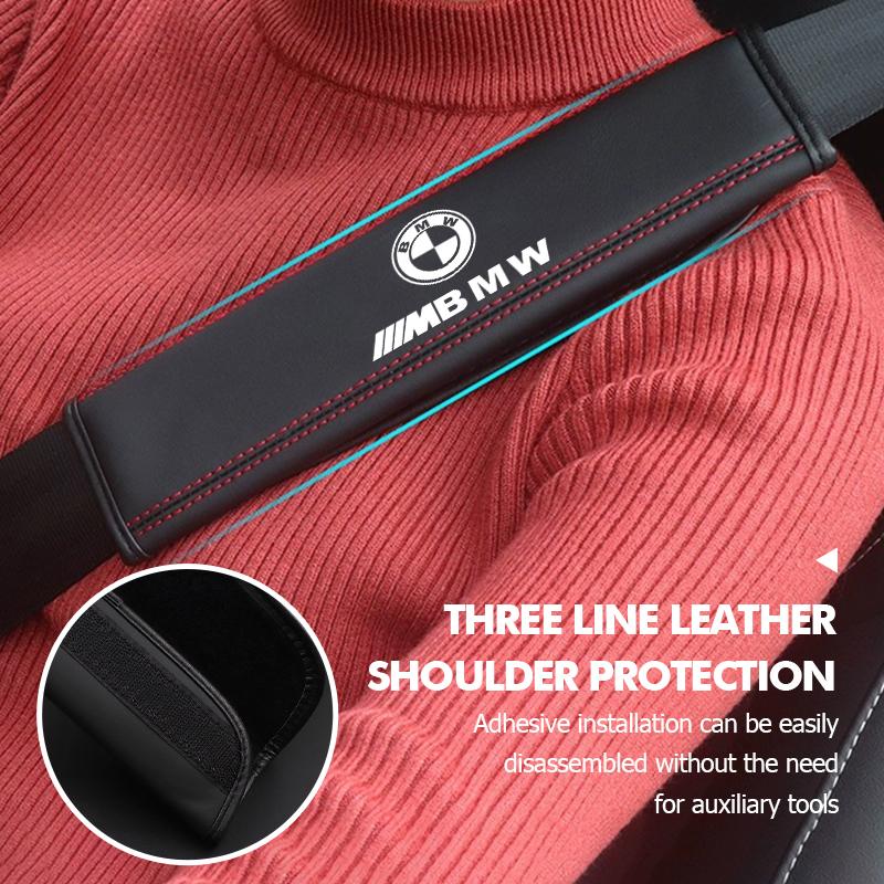 Leather Car Seat Safety Belt Shoulder Protection Padding For BMW Performance M E87 E30 E46 E28 F35 G20 E93 F20 X3 X IMNOV1
