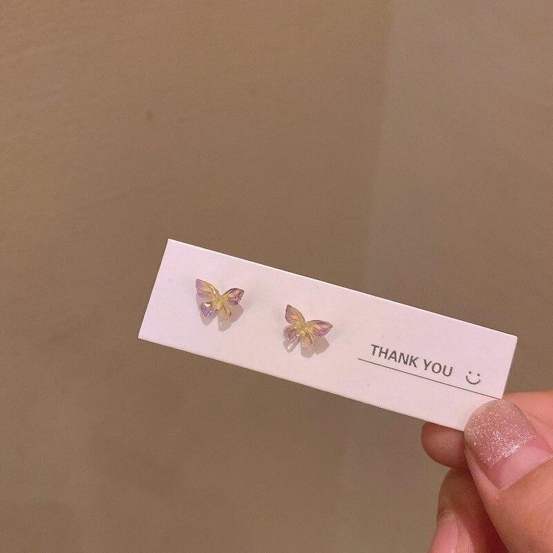 Мини-серьги-бабочки для женщин, милые стерео серьги-гвоздики с бабочками, комплект модных милых ювелирных изделий, аксессуары, подарок для девочек