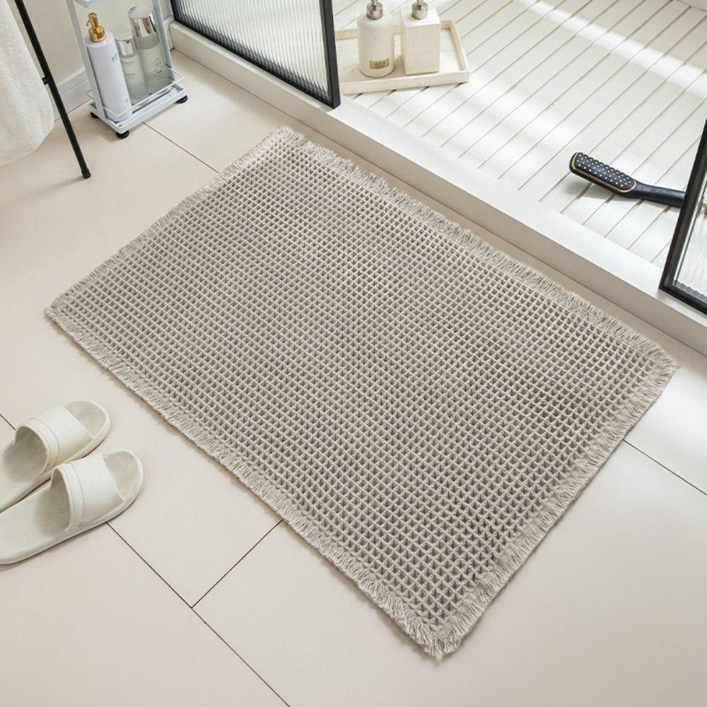 Non-Slip Bathroom Carpet Doormat Floor Mat Thicker Linen Woven Bath Mat Bathroom