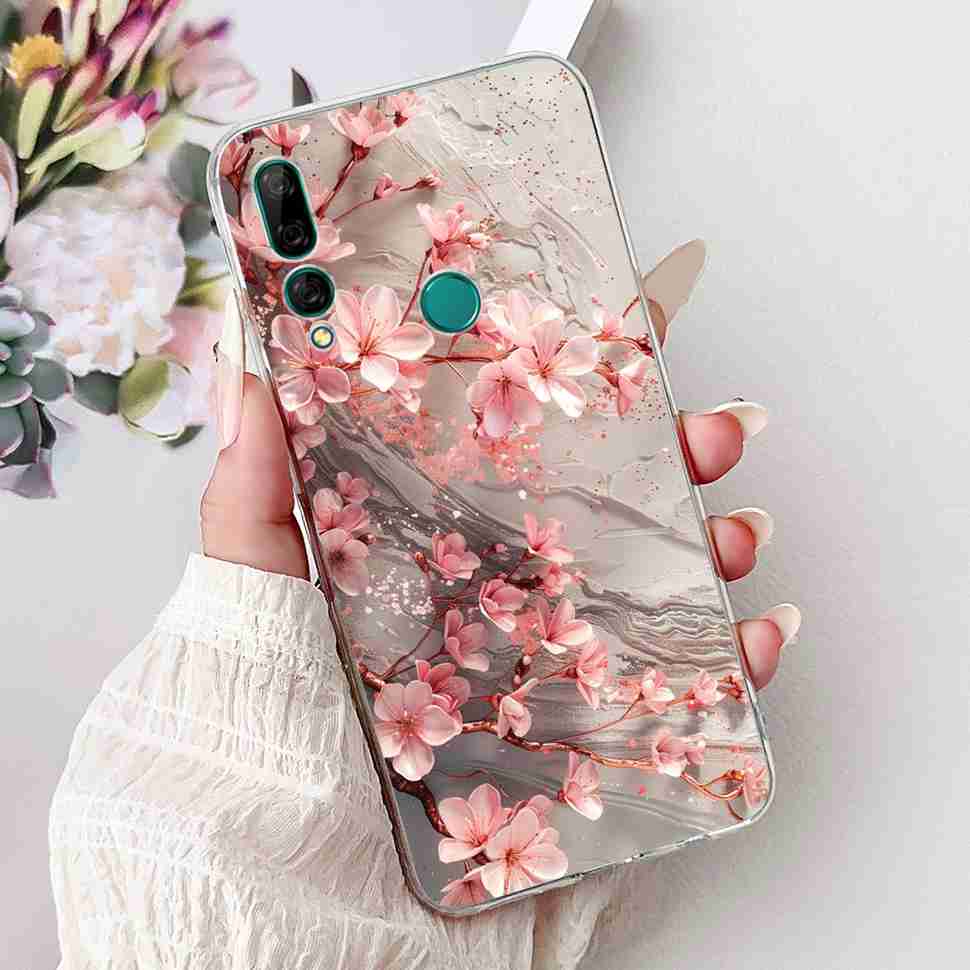 For Huawei Y9 Prime 2019 6.59" Case Soft Silicone Fashion Flowers TPU Cover For Huawei y9 Prime 2019 STK-L21 Bumper Shell Coque
