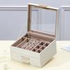Элегантная Шкатулка для Хранения Украшений Три Ящика Прозрачная Крышка Мягкая Фланелевая Внутренняя Отделка для Демонстрации Ожерелий Браслетов
