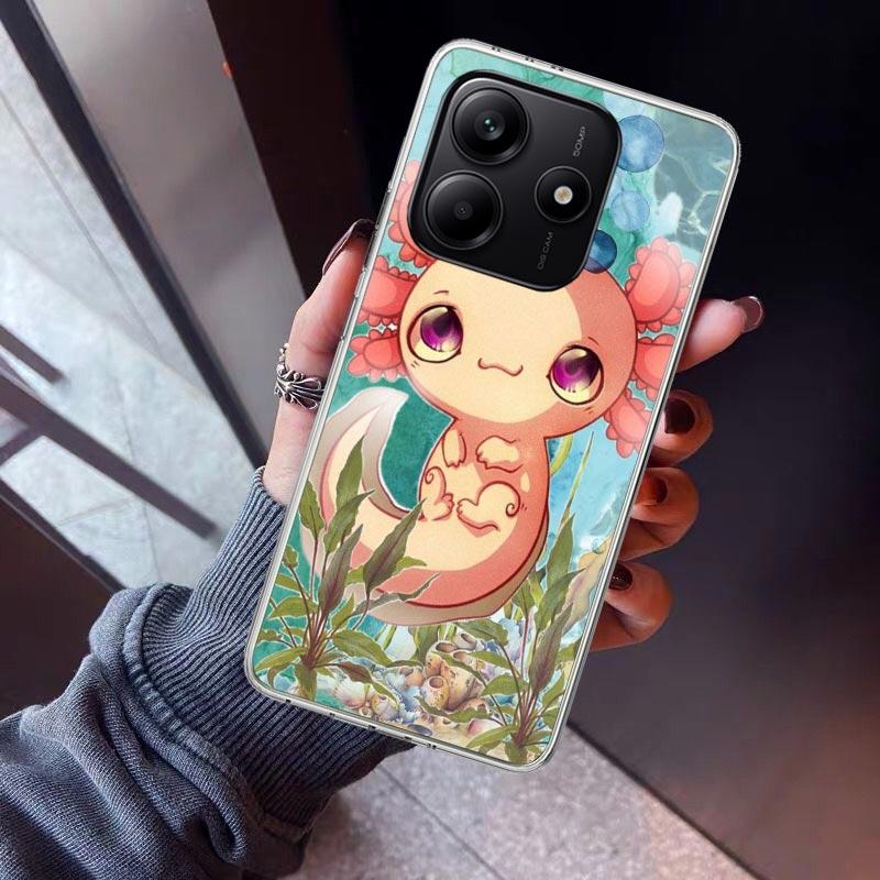 Милый Аксолотль Кавайный Чехол для Телефона Для Xiaomi Redmi Note 15 14 14S 13 12S 12 Pro Plus 11S 11 10S 10 4G Чехол 11E 11T 5G Печать Fundas