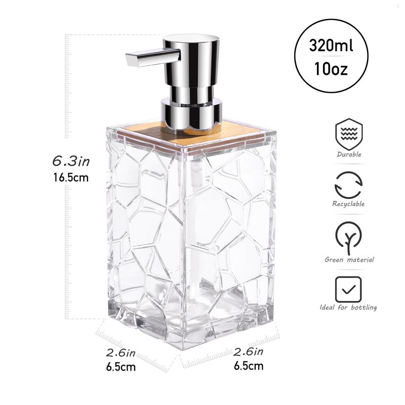 Hand Sanitizer Bottle Shampoo Bottle Shower Gel Bottle Bathroom Accessories Soap Dispenser 320ML Transparent Glass Lotion Bottle
