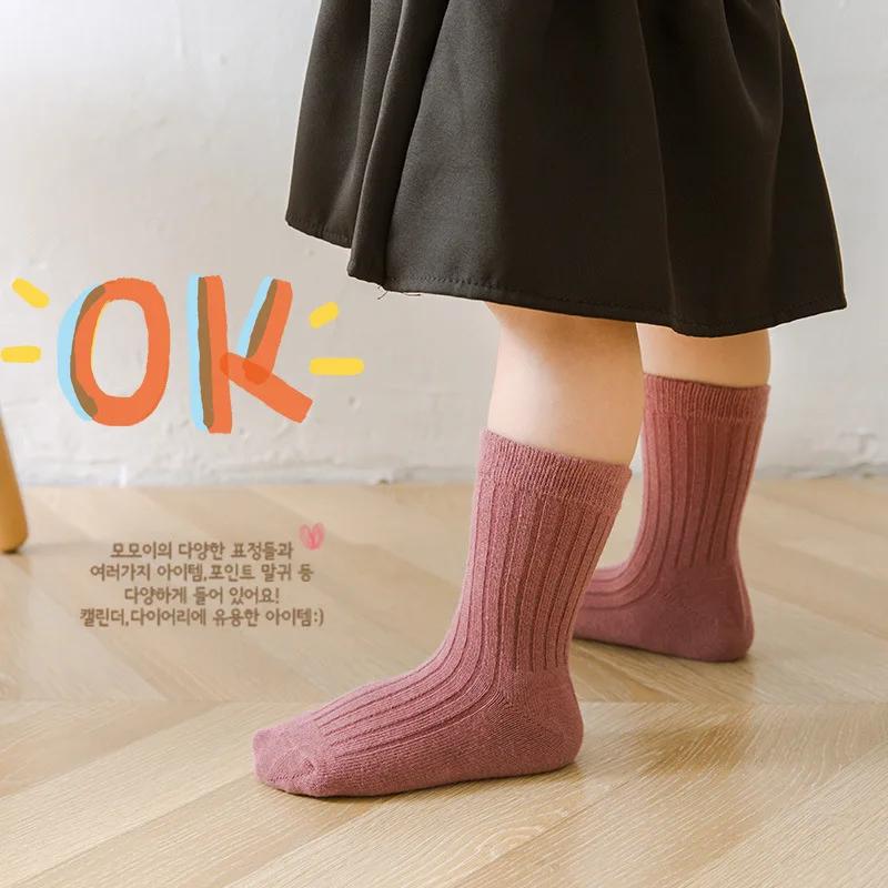 Высококачественные осенне-зимние новые детские носки однотонные Morandi Color Drawer Stripe детские носки универсальные милые носки для мальчиков и девочек