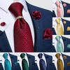 Gentlemen Necktie 8.5cm Silk Tie with Boutonniere Mens Wedding Ties Handkerchief Cufflinks Set for Business Party