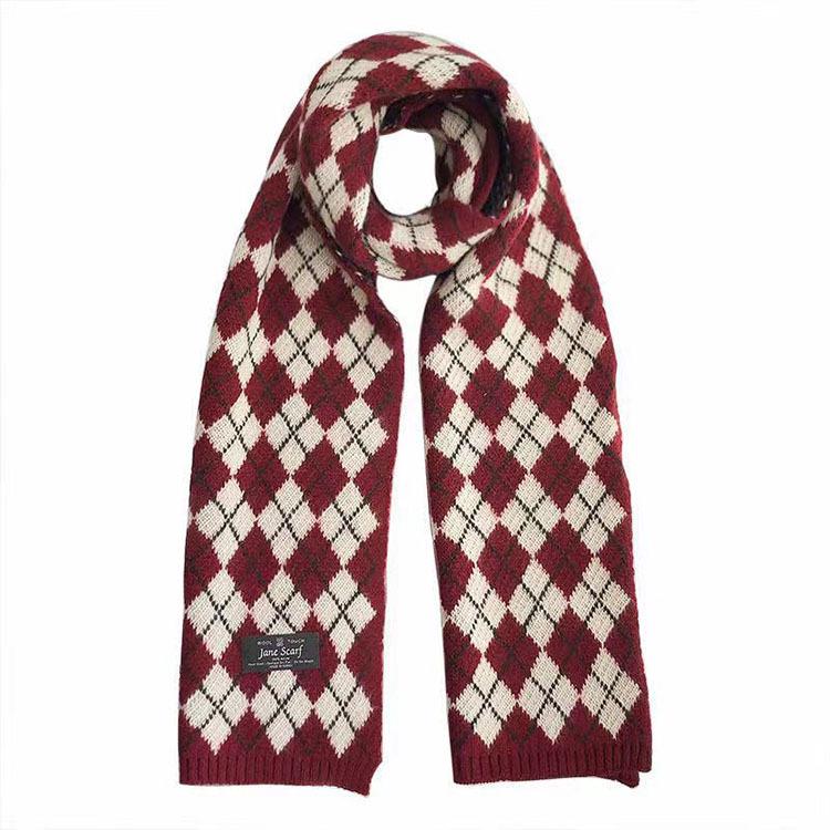 Women's Retro Plaid Winter Scarf - Thickened Knitted Cashmere-Like Shawl