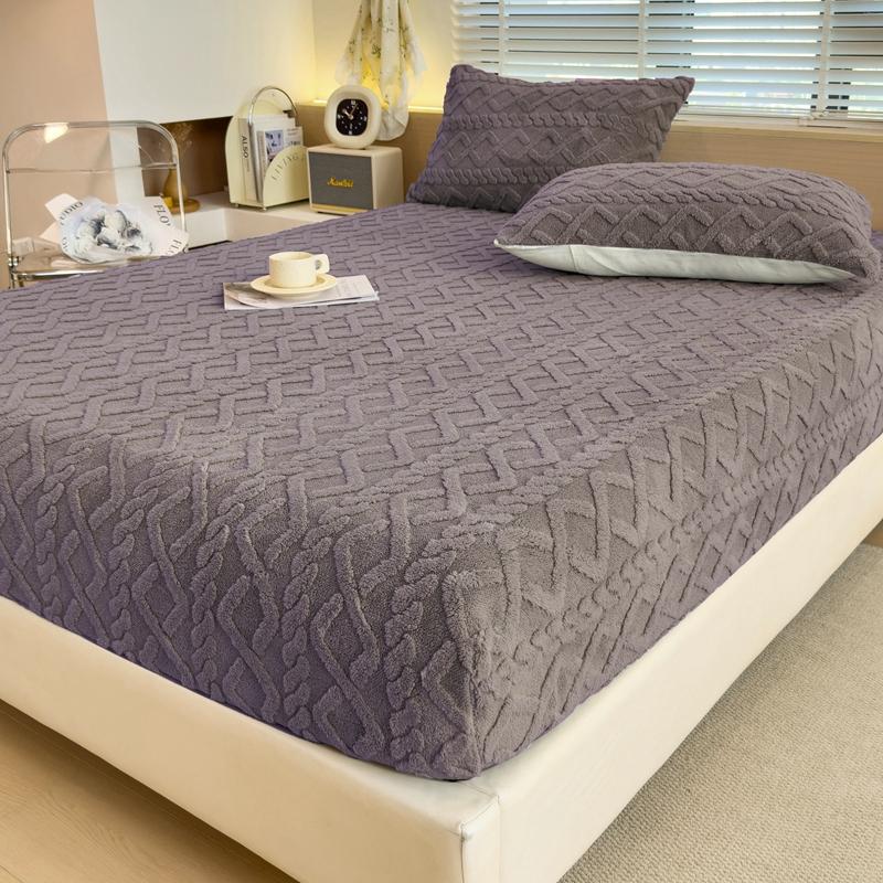 Утолщенная теплая простыня на резинке, однотонное бархатное постельное белье из тафты, двуспальная кровать размера «king-size», чехол для зимнего матраса, мягкий