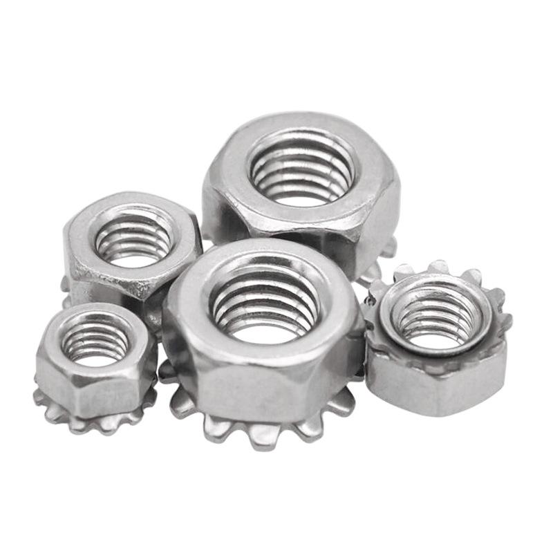 American Standard 304 Stainless Steel Serrated K-Type Nut, Multi-Tooth Screw Cap #M3-M8