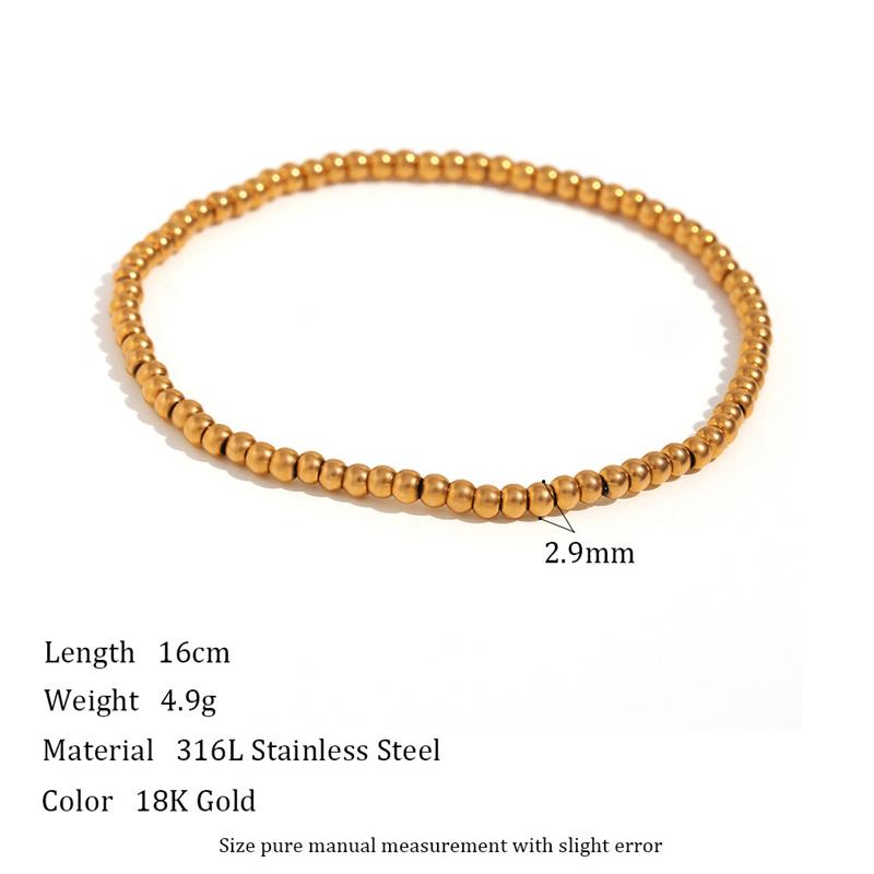 Simple Vintage Gold Silver Stainless Steel Elastic Bead Bracelet Punk Rock Style Party Accessories Jewelry