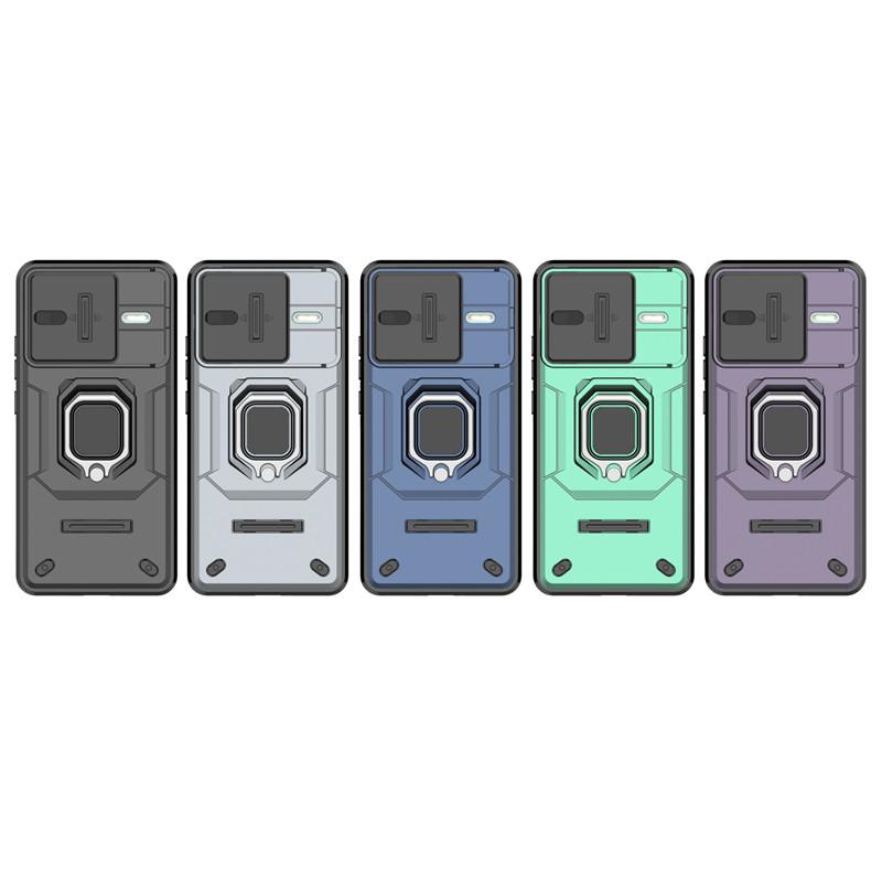 Для Xiaomi Poco F7 Pro Чехол Slide Camera Lens Чехлы Xiaomi Poco F7 Pro 5G Чехол Противоударный бронированный чехол для ПК для Xiaomi Poco F7 Pro