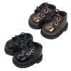 Niannyyhouse 10cm Plush Leather Shoes Cotton Doll Shoes Shoe Length Approx. 3.8cm Dress Up (Black+Brown)