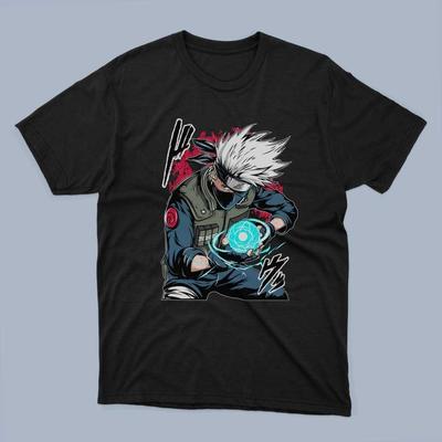 Hatake Kakashi Naruto Anime Tshirt Character Unisex Black Cotton S5XL