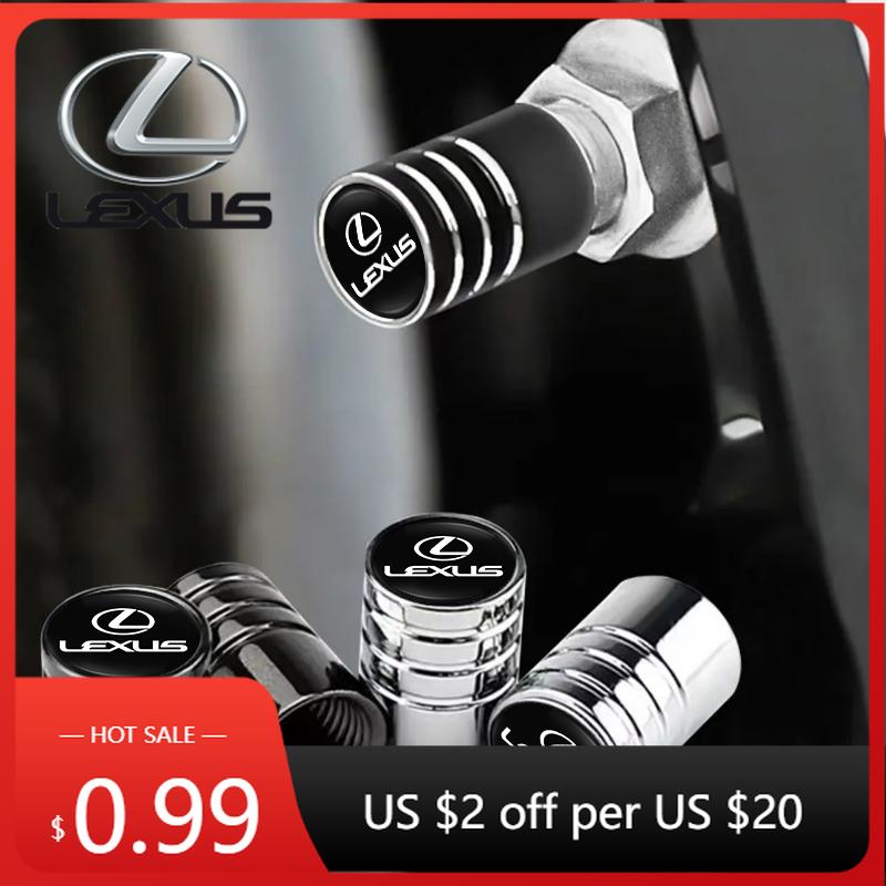 BJYL6 Interior Stickers 4Pcs Aluminum Alloy Car Tire Valve Cap Dust Cover Accessories For Lexus IS250 IS200 CT200h GS300 LS430 RX450h