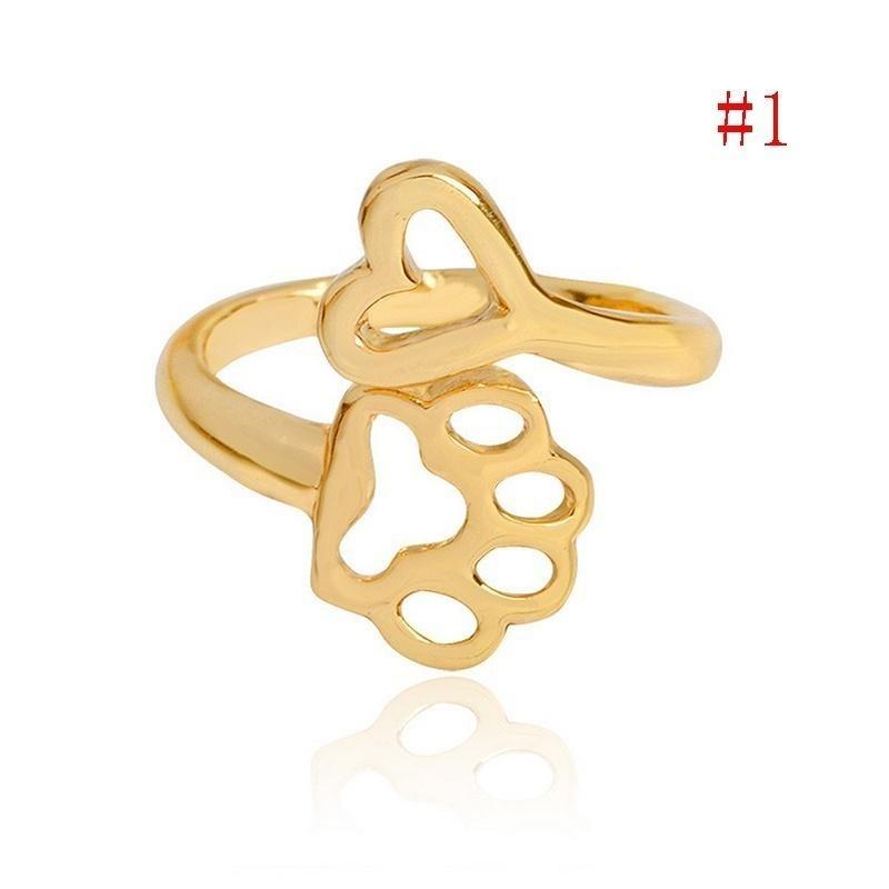 Всегда в моем сердце " Регулируемое кольцо Следы Сердце Ювелирные изделия для владельцев собак