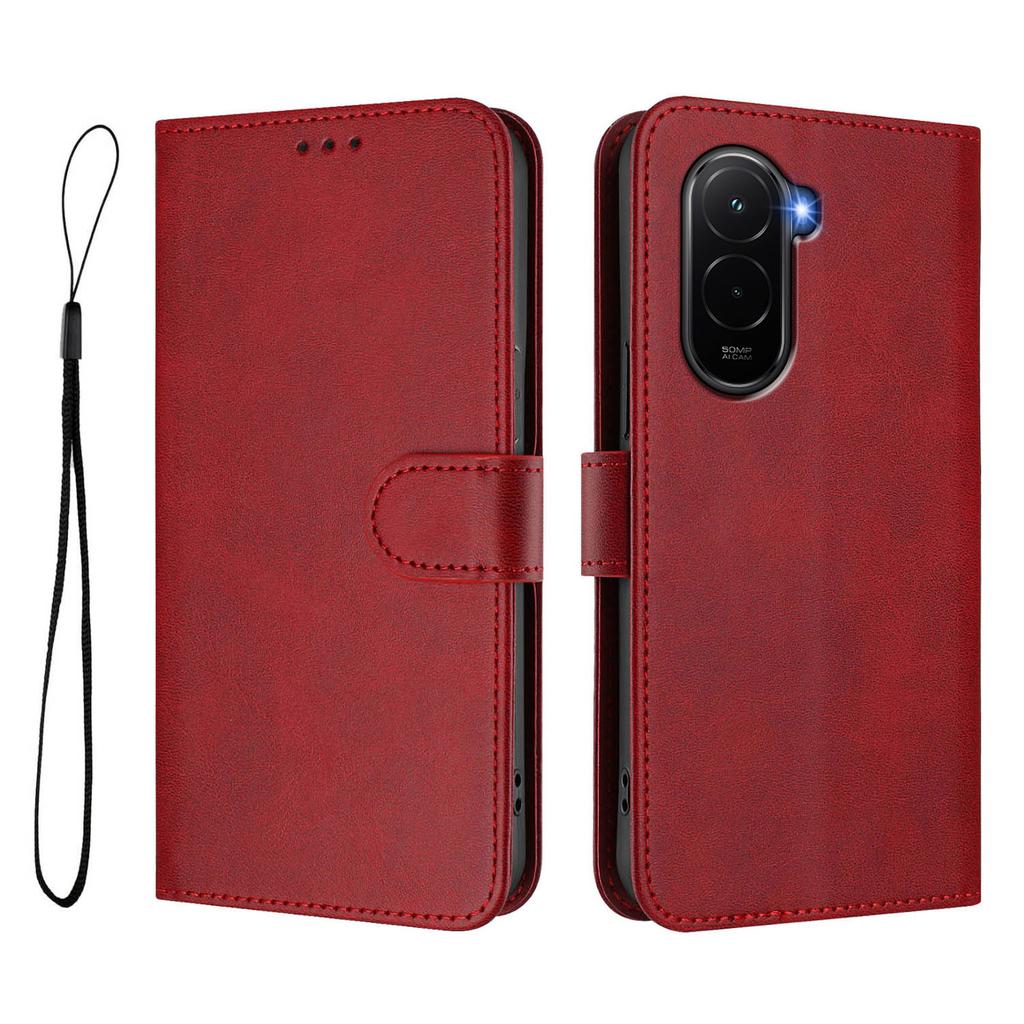 Для Xiaomi Poco M7 Plus 5G/M7 4G (169 мм) Чехол-кошелек с RFID-блокировкой, из телячьей кожи с текстурой, подставка, чехол для телефона со шнурком